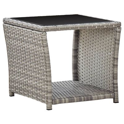 vidaXL sofabord 45x45x40 cm polyrattan og glas grå