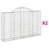 vidaXL buede gabionkurve 2 stk. 200x30x120/140 cm galvaniseret jern