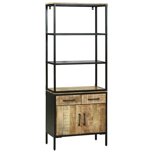 vidaXL Highboard med skuffe Brun 70 x 35 x 180 cm Massivt mangotr&aelig;