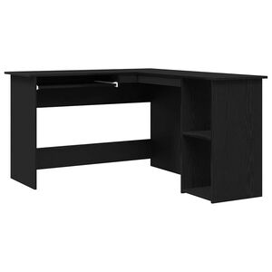 vidaXL Hj&oslash;rneskrivebord Sort eg 120 x 140 x 75 cm Konstrueret tr&aelig;