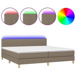 vidaXL kontinentalseng med LED-lys 200x200 cm stof gr&aring;brun