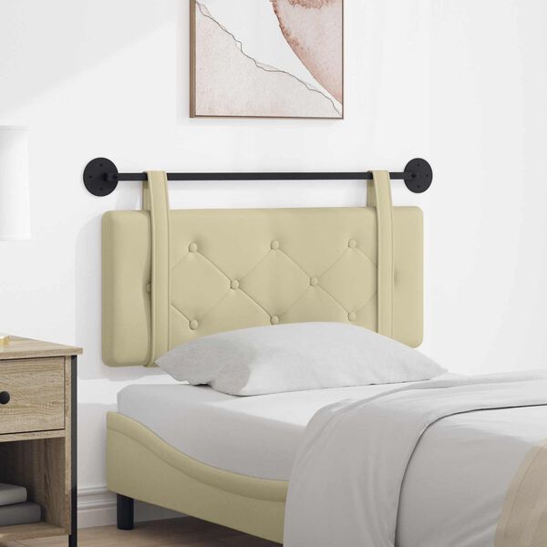 vidaXL H&aelig;ngende Hovedgavl V&aelig;gmonteret Creme 100 cm Faux l&aelig;der