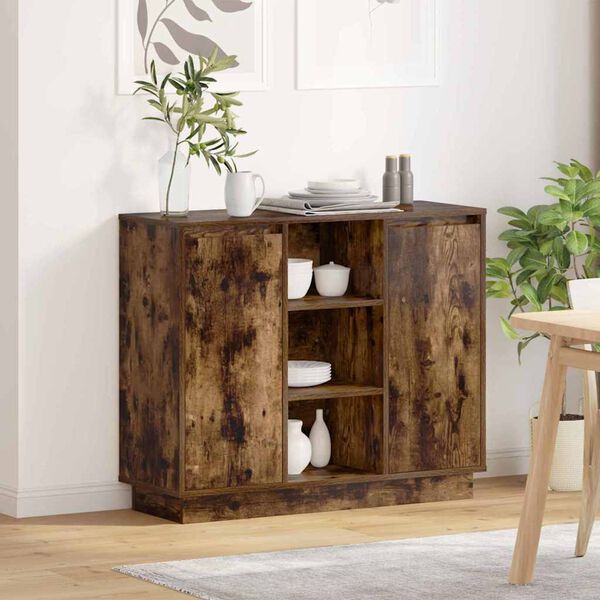 vidaXL LED Sideboard R&oslash;get eg 90 x 32 x 75 cm Konstrueret tr&aelig;