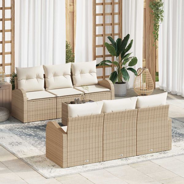 vidaXL Havesofa S&aelig;t Beige 55 x 55 x 37 cm polyrattan