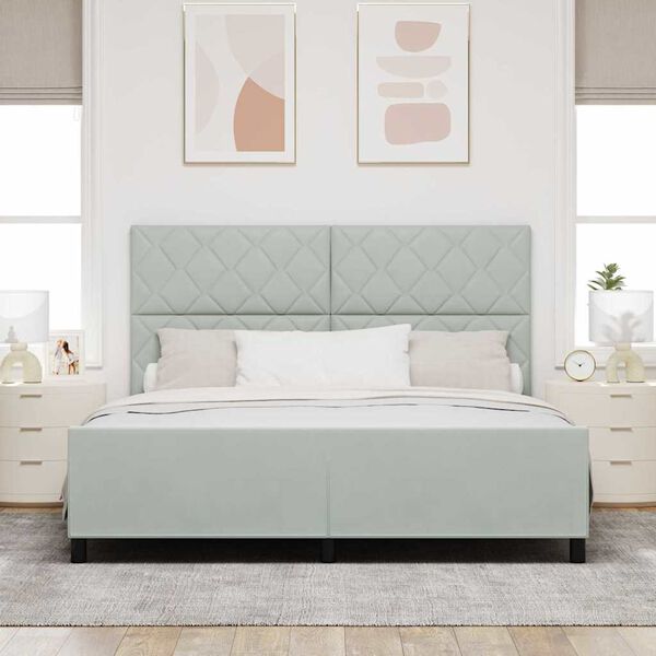 vidaXL Box spring seng med hovedg&aelig;rde Lysegr&aring; 180 x 200 cm Fl&oslash;jl