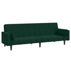 vidaXL 2-personers sovesofa med 2 puder fl&oslash;jl m&oslash;rkegr&oslash;n