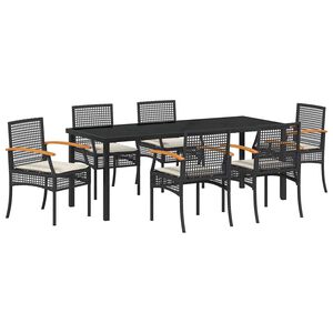 vidaXL Have Spisebordss&aelig;t 7 stk. Sort Rattan