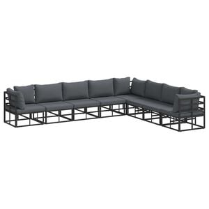 vidaXL Havesofa S&aelig;t med pude 8 pcs Sort Aluminium