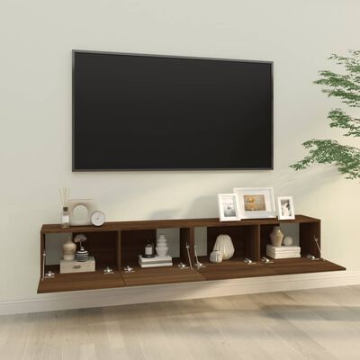 vidaXL væghængte tv-skabe 2 stk. 100x30x30 cm konstrueret træ brunt eg