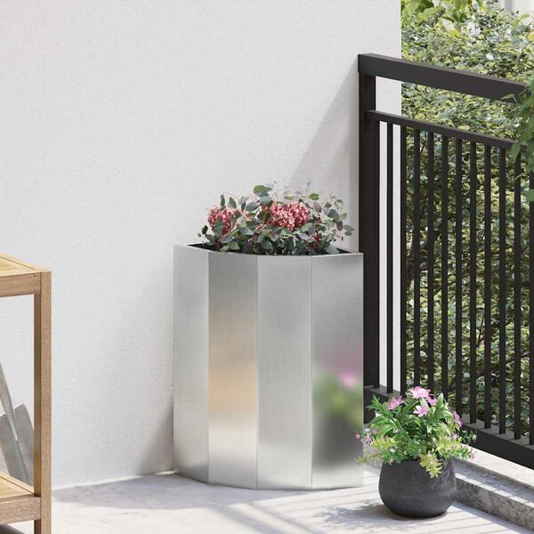 vidaXL Hj&oslash;rne Plantekasse S&oslash;lv 30 x 30 x 50 cm Galvaniseret st&aring;l