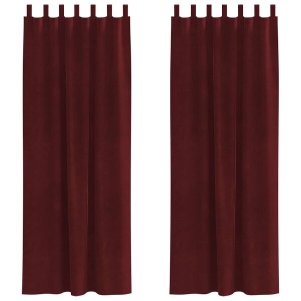 vidaXL M&oslash;rkl&aelig;gningsgardiner 2 pcs Vinr&oslash;d 140 x 245 cm Fl&oslash;jl