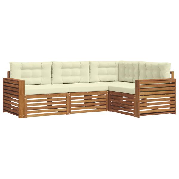 vidaXL Udend&oslash;rs sofagruppe med pude 4 pcs Naturlig og Fl&oslash;de