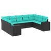 vidaXL havesofas&aelig;t med 9 dele og hynder sort polyrattan