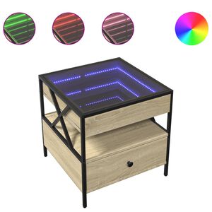 vidaXL sofabord med Infinity LED-lys 50x50x51 cm sonoma-eg