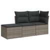 vidaXL havesofas&aelig;t 3 dele med hynder polyrattan gr&aring;