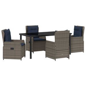 vidaXL Have Spisebordss&aelig;t 5 pcs Gr&aring; Poly rattan