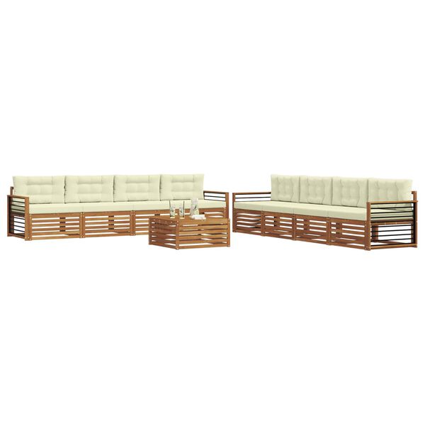 vidaXL Udend&oslash;rs sofagruppe med pude 9 pcs Naturlig og Fl&oslash;de