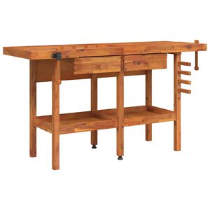 vidaXL arbejdsbord m. skuffer + skruestik 162x62x83 cm massivt akacie