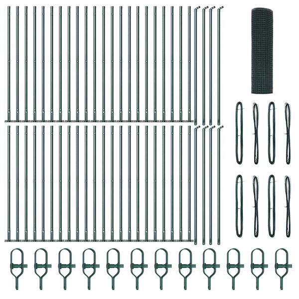 vidaXL Hegnsp&aelig;l Gr&oslash;n 100 x 0,5 m (12 x 12 mm maske) St&aring;l og PVC