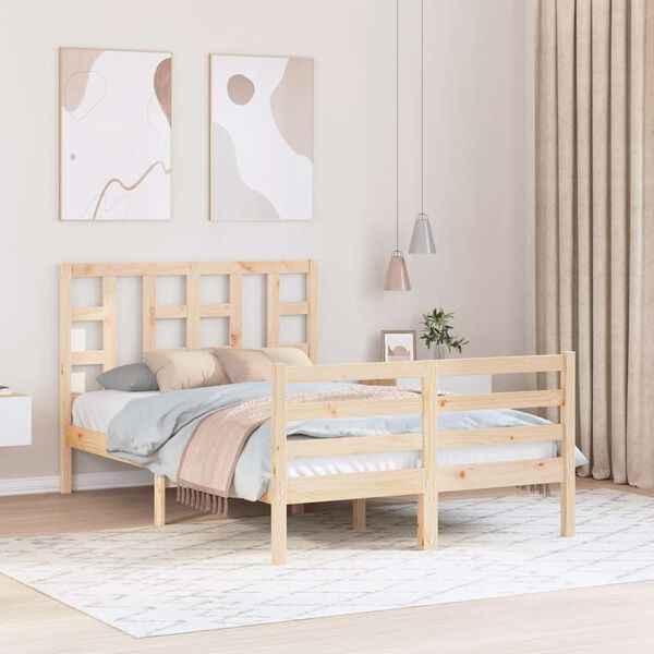 vidaXL sengeramme med sengegavl 120x200 cm massivt træ hvid