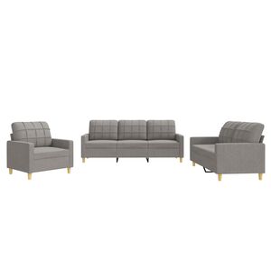 vidaXL sofas&aelig;t 3 dele med hynder stof gr&aring;brun