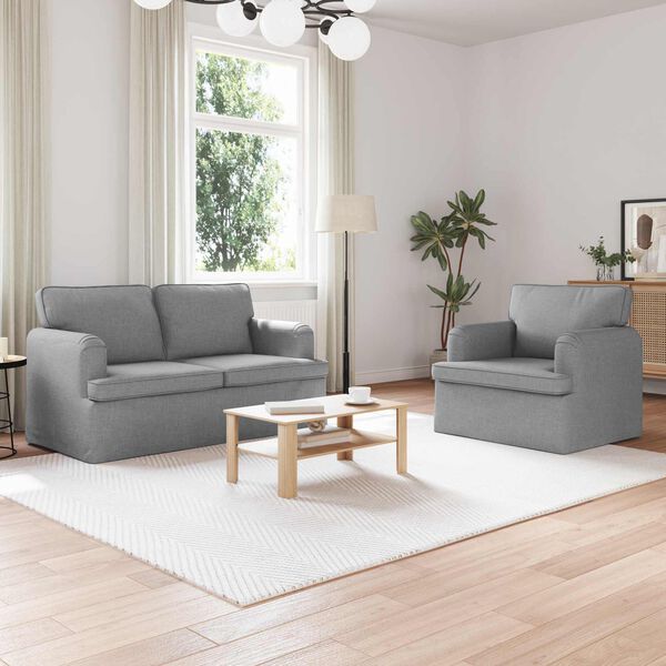 vidaXL Sofa S&aelig;t 2 pcs Lysegr&aring; 144 x 80 x 85 cm Stof
