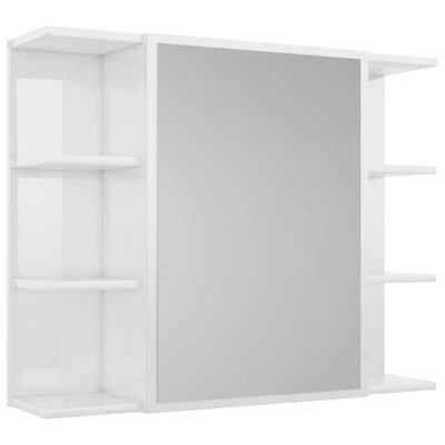 vidaXL badeværelsesskab m. spejl 80x20,5x64 cm spånplade hvid højglans
