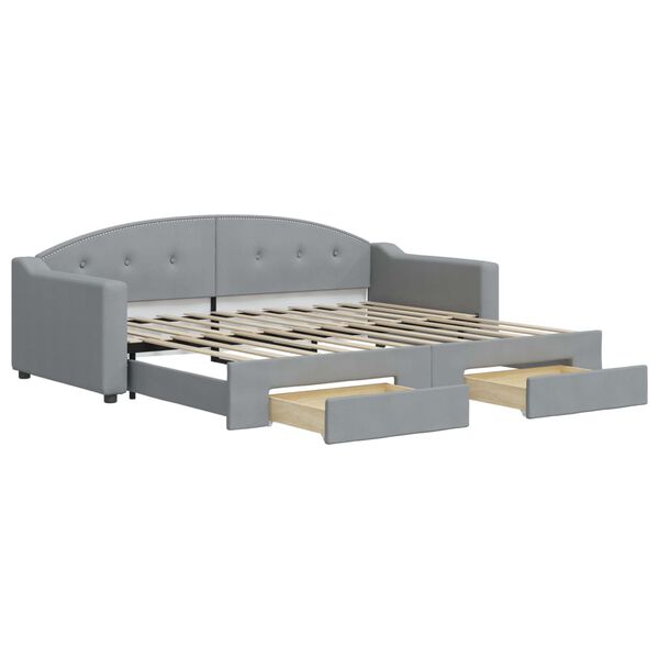 vidaXL daybed med udtr&aelig;k og skuffer 90x200 cm stof lysegr&aring;