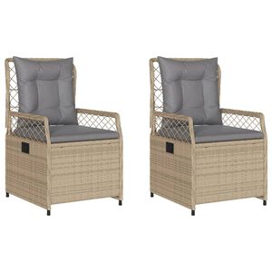 vidaXL havestole 2 stk. med l&aelig;nefunktion polyrattan beige