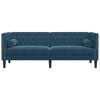vidaXL 3-personers Chesterfield-sofa med bolsterpuder fl&oslash;jl bl&aring;