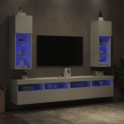 vidaXL tv-borde 2 stk. med LED-lys 30,5x30x90 cm hvid