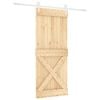 vidaXL Skyded&oslash;r Natur og hvid 100 x 210 cm Massivt fyrretr&aelig;
