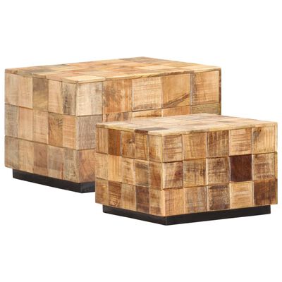 vidaXL sofaborde 2 stk. med blokdesign ru mangotræ