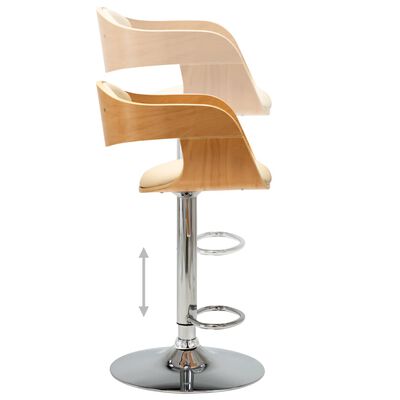 vidaXL spisebordsstol bøjet træ og kunstlæder cremefarvet