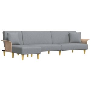 vidaXL L-formet sovesofa 279x140x70 cm velour lysegr&aring;