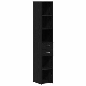 vidaXL Bogreol med skuffe Sort eg 30 x 42.4 x 185.2 cm