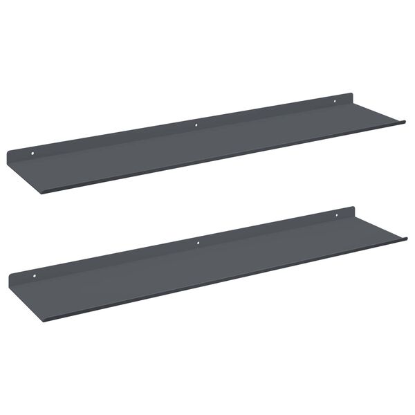 vidaXL Sv&aelig;vende hylde V&aelig;gmonteret 2 pcs Antracit 80 x 18 x 2,5 cm St&aring;l