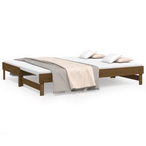 vidaXL daybed med udtr&aelig;k 2x(100x200) cm massivt fyrretr&aelig; gyldenbrun