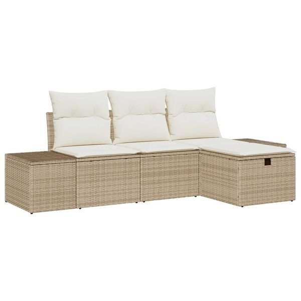 vidaXL Sofa S&aelig;t med pude 4 pcs polyrattan