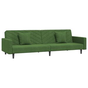 vidaXL 2-personers sovesofa med 2 puder fl&oslash;jl m&oslash;rkegr&oslash;n