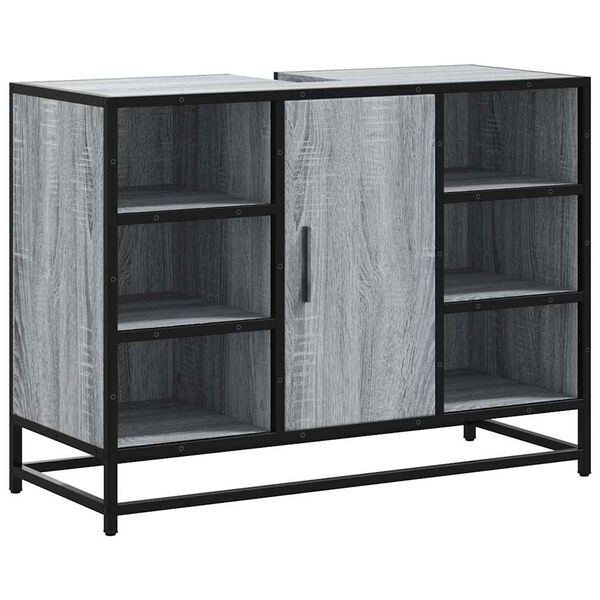 vidaXL underskab til h&aring;ndvask 80x33x60 cm konstrueret tr&aelig; gr&aring; sonoma