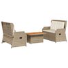 vidaXL lounges&aelig;t til haven 3 dele med hynder polyrattan beige