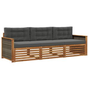 vidaXL Udend&oslash;rs sofagruppe med pude 3 pcs Naturlig og Antracit