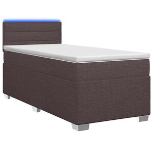 vidaXL Box Spring Seng med Madras og LED M&oslash;rk Brun 90 x 190 cm Stof