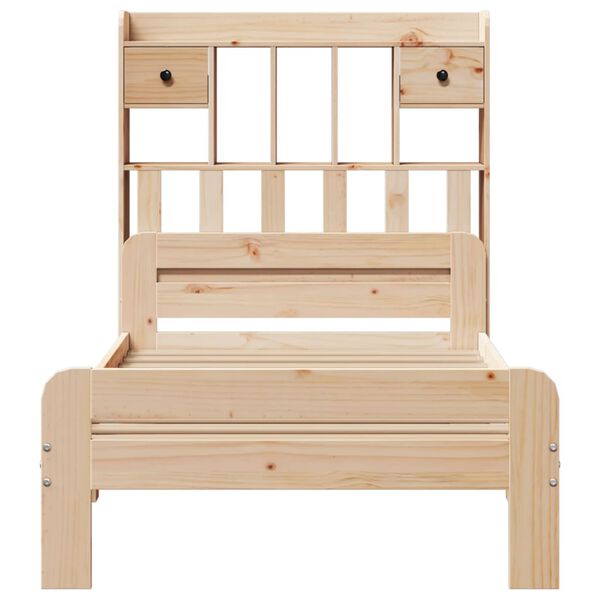 vidaXL seng med reol uden madras 90x190 cm massivt fyrretr&aelig;