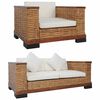 vidaXL sofas&aelig;t 2 dele med hynder naturlig rattan brun