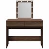 vidaXL makeupbord med LED-lys 100x40x130 cm brun egetr&aelig;sfarve