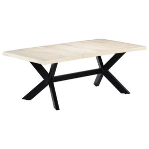 vidaXL spisebord 200 x 100 x 75 cm massivt mangotr&aelig; hvid