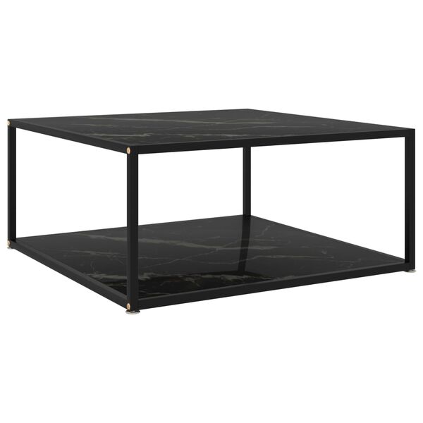 vidaXL sofabord 80x80x35 cm h&aelig;rdet glas sort