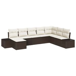 vidaXL Havesofa S&aelig;t med pude 8 pcs Brun og Creme polyrattan
